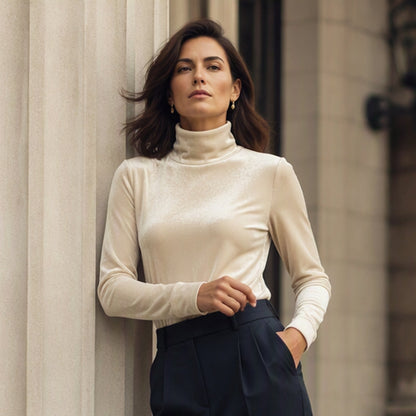 Women's Loose Turtleneck Long Sleeve Top