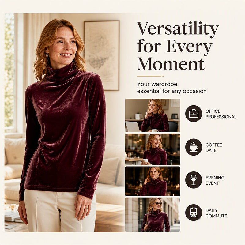 Women's Loose Turtleneck Long Sleeve Top