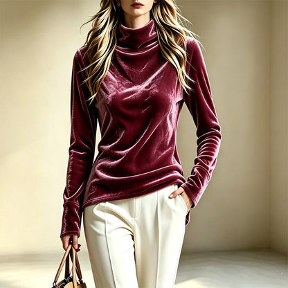 Women's Loose Turtleneck Long Sleeve Top