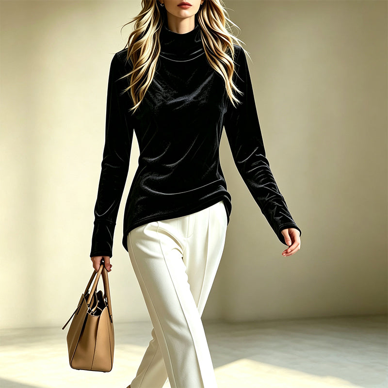 Women's Loose Turtleneck Long Sleeve Top