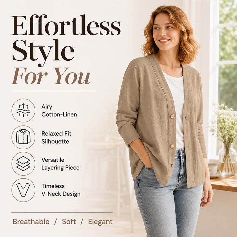 Women's Casual Breathable V-Neck Cardigan