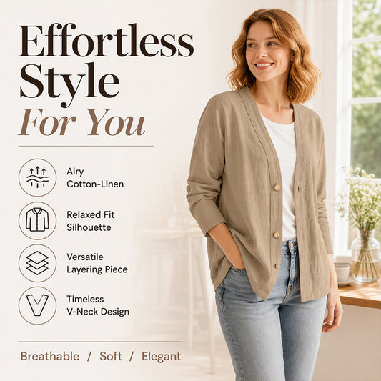 Women's Casual Breathable V-Neck Cardigan