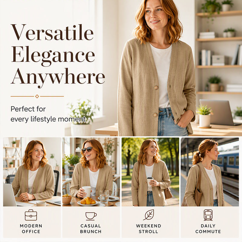 Women's Casual Breathable V-Neck Cardigan