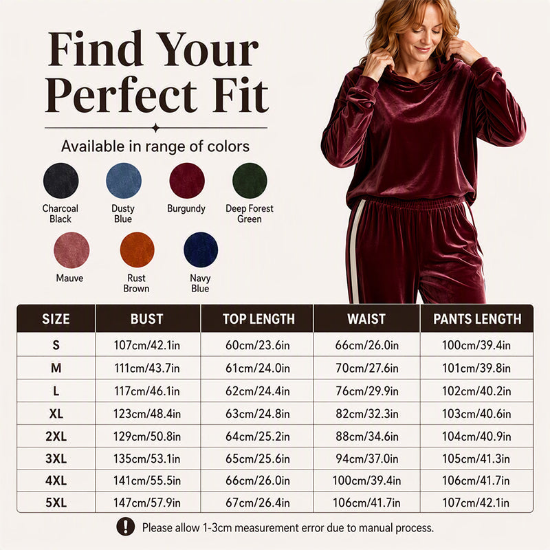Women's Velvet Hooded Sweatshirt & Stripe Pants Set