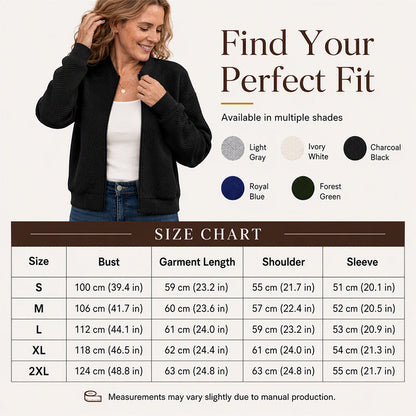 Women's Textured Zipper Baseball Collar Jacket