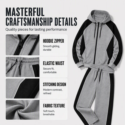 Men's Color-Block Zip-Up Hoodie & Sweatpants Set