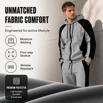 Men's Color-Block Zip-Up Hoodie & Sweatpants Set