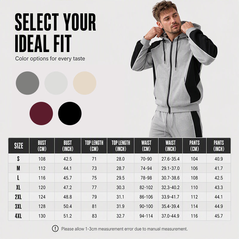 Men's Color-Block Zip-Up Hoodie & Sweatpants Set