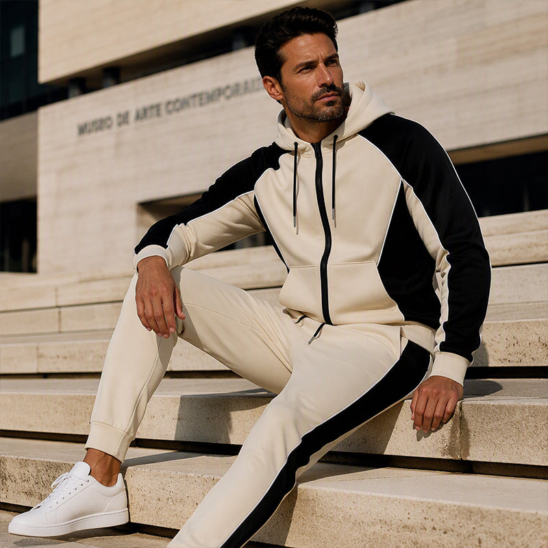Men's Color-Block Zip-Up Hoodie & Sweatpants Set