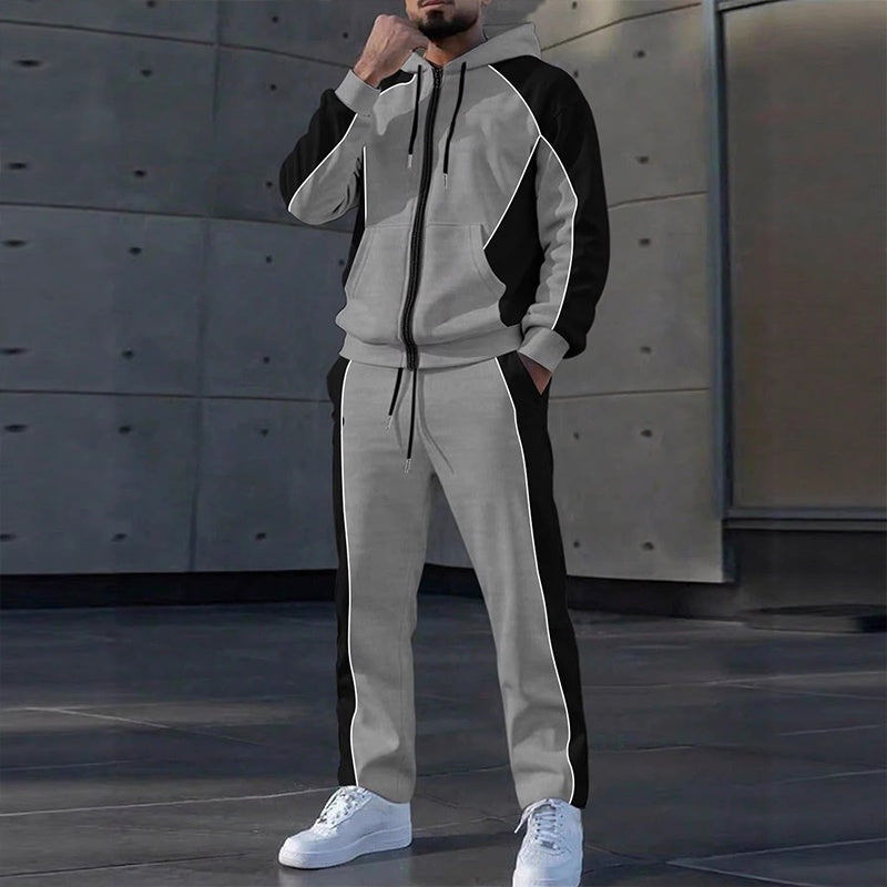 Men's Color-Block Zip-Up Hoodie & Sweatpants Set