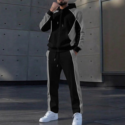 Men's Color-Block Zip-Up Hoodie & Sweatpants Set
