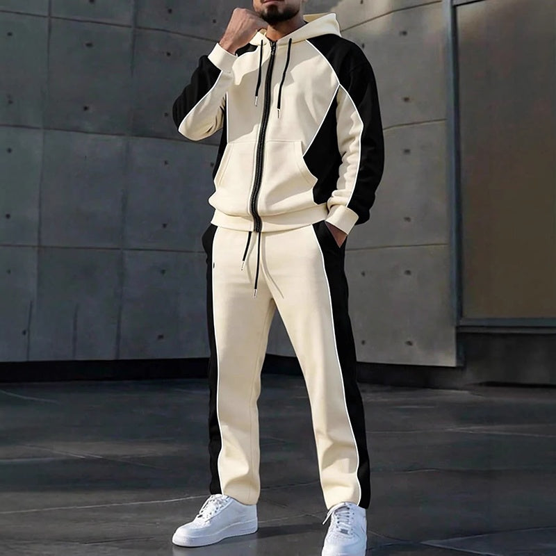 Men's Color-Block Zip-Up Hoodie & Sweatpants Set