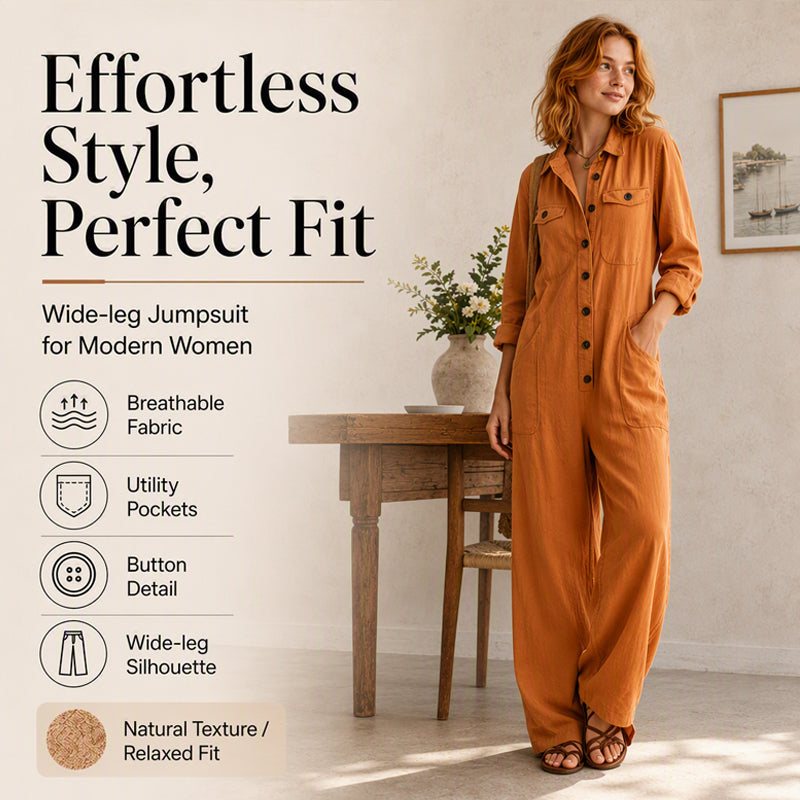 Women's Wide Leg Cargo Jumpsuit