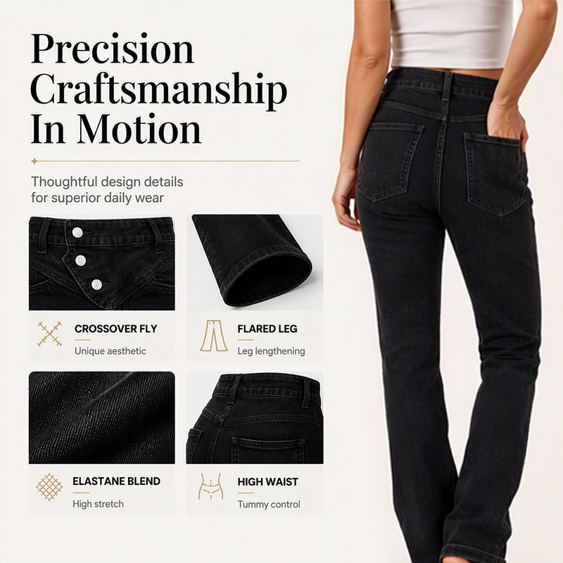 Women's High-Waisted Crossover Asymmetric Jeans