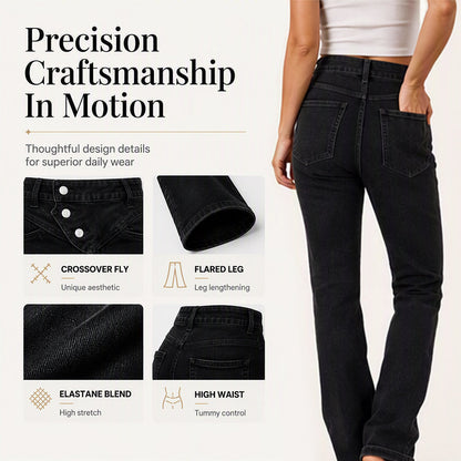 Women's High-Waisted Crossover Asymmetric Jeans