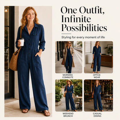 Women's Wide Leg Cargo Jumpsuit
