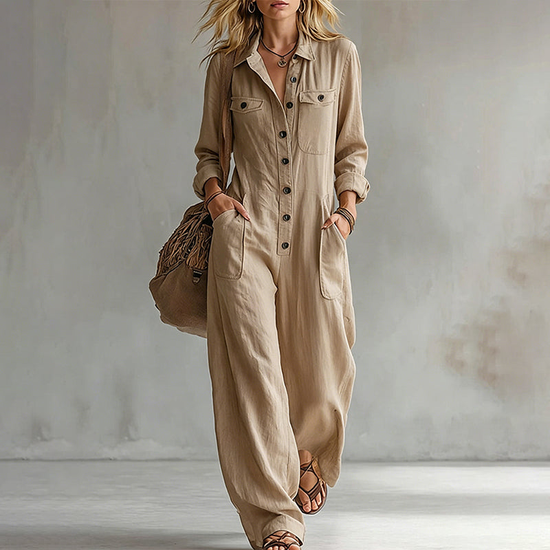 Women's Wide Leg Cargo Jumpsuit
