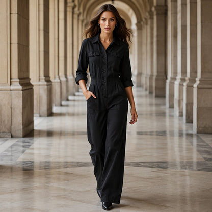 Women's Wide Leg Cargo Jumpsuit