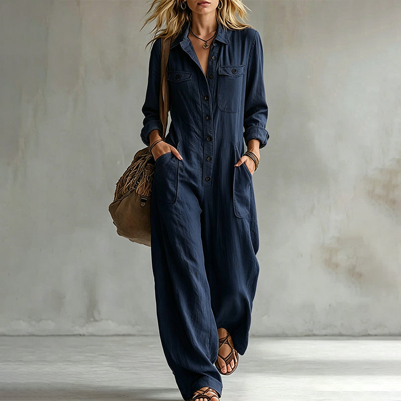 Women's Wide Leg Cargo Jumpsuit