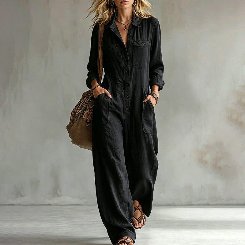 Women's Wide Leg Cargo Jumpsuit