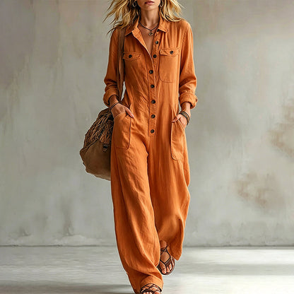Women's Wide Leg Cargo Jumpsuit