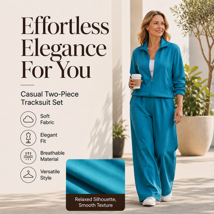 Women's Zip-Up Cardigan & Wide-Leg Pants Set