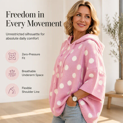 Women's Polka Dot Hooded Knit Top