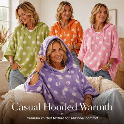 Women's Polka Dot Hooded Knit Top