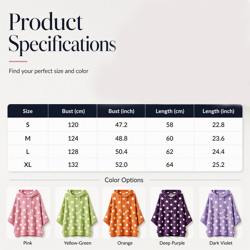 Women's Polka Dot Hooded Knit Top