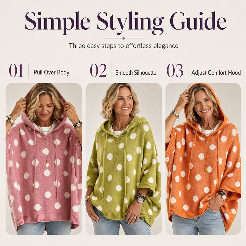 Women's Polka Dot Hooded Knit Top