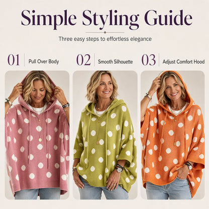 Women's Polka Dot Hooded Knit Top
