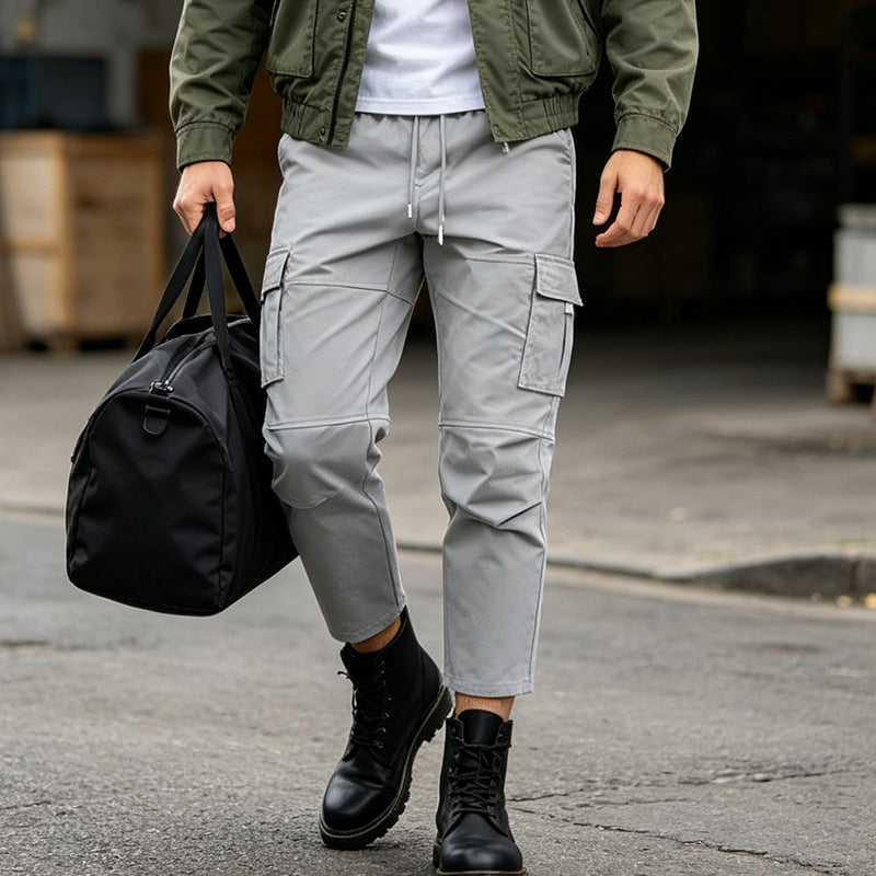 Men's Slim Fit Cargo Pants with Drawstring