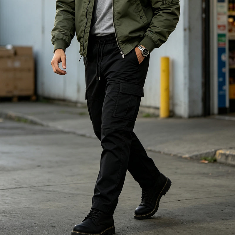 Men's Slim Fit Cargo Pants with Drawstring