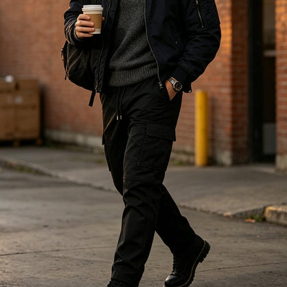 Men's Slim Fit Cargo Pants with Drawstring
