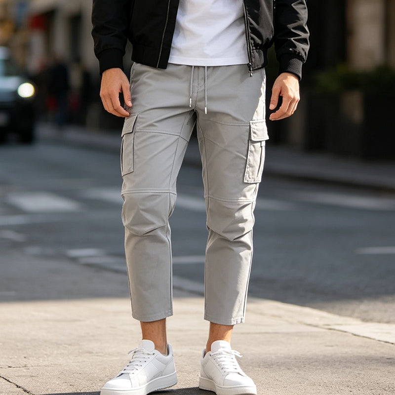 Men's Slim Fit Cargo Pants with Drawstring
