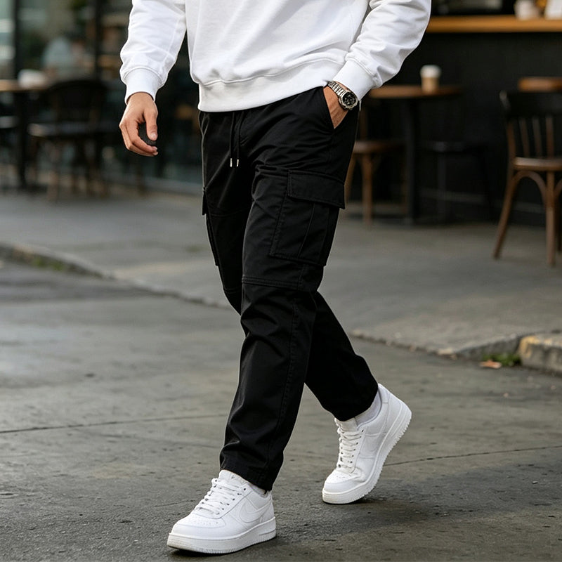Men's Slim Fit Cargo Pants with Drawstring