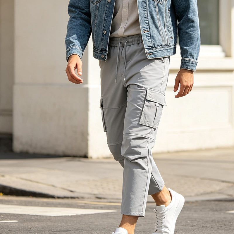 Men's Slim Fit Cargo Pants with Drawstring