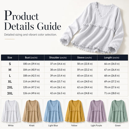 Women's Casual V-Neck Long Sleeve Top
