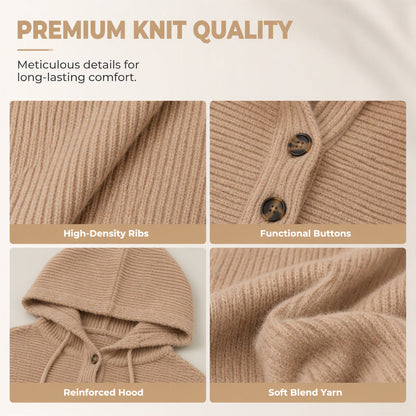 Women's Casual Ribbed Knit Pullover Hoodie