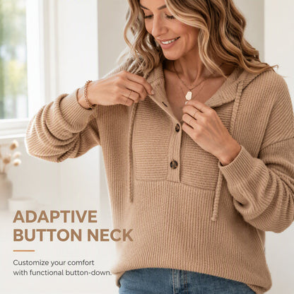 Women's Casual Ribbed Knit Pullover Hoodie