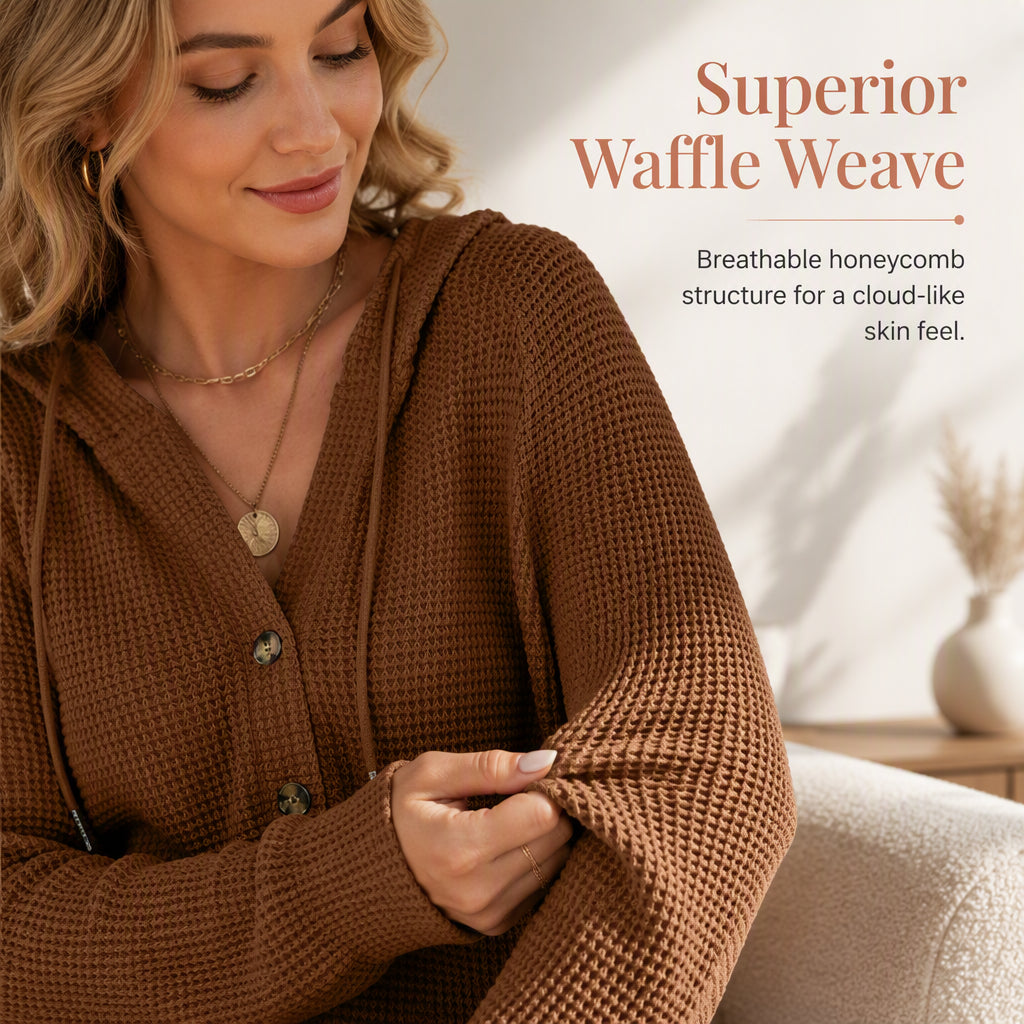 Women's Knit V-Neck Hoodie Sweatshirt