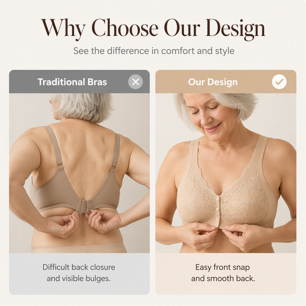 Front Closure Wire-Free Bra for Women