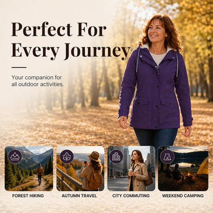 Women's Plush-Lined Windproof Hooded Jacket
