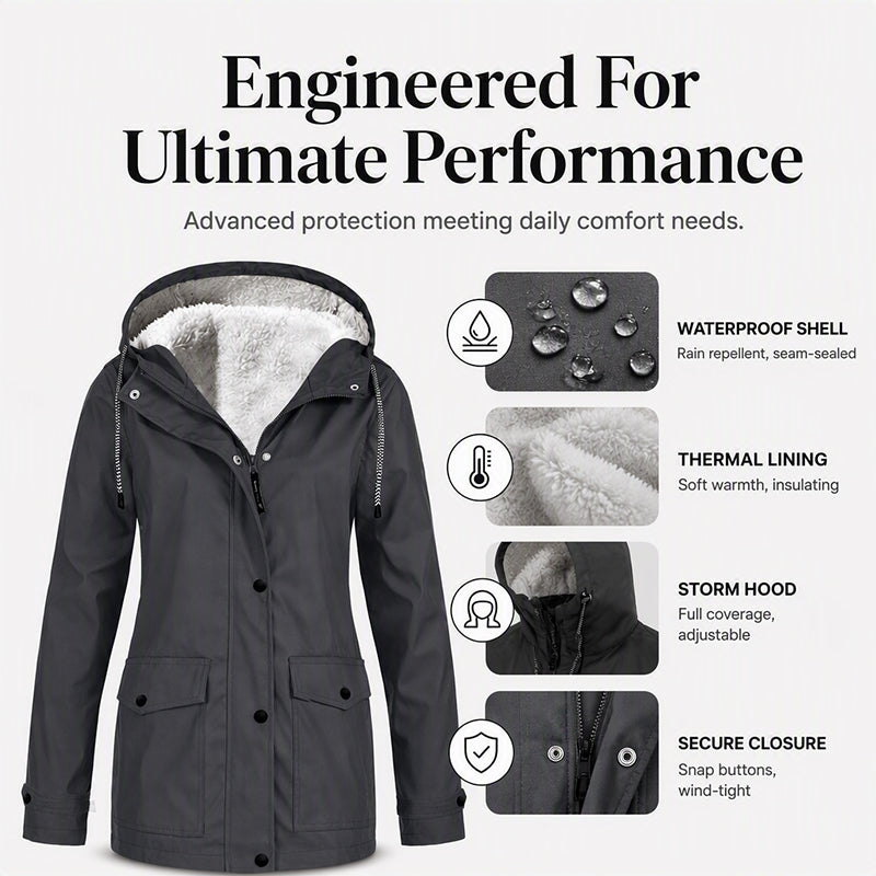 Women's Plush-Lined Windproof Hooded Jacket