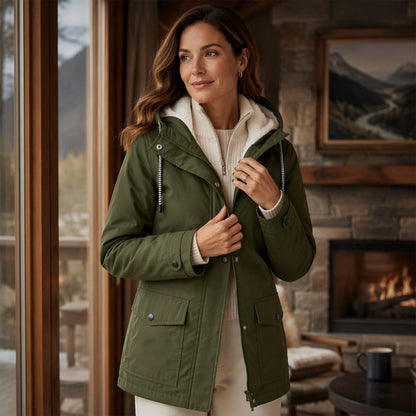 Women's Plush-Lined Windproof Hooded Jacket