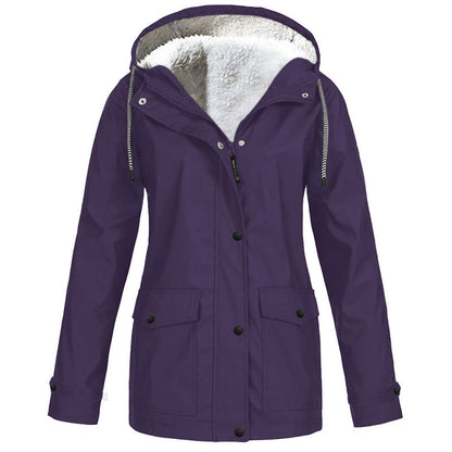 Women's Plush-Lined Windproof Hooded Jacket
