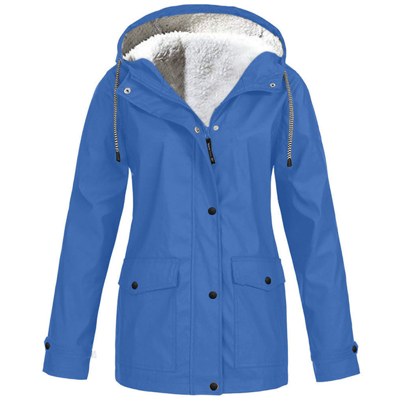 Women's Plush-Lined Windproof Hooded Jacket