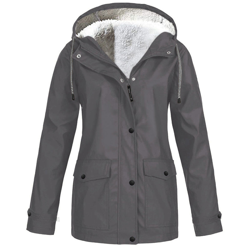 Women's Plush-Lined Windproof Hooded Jacket