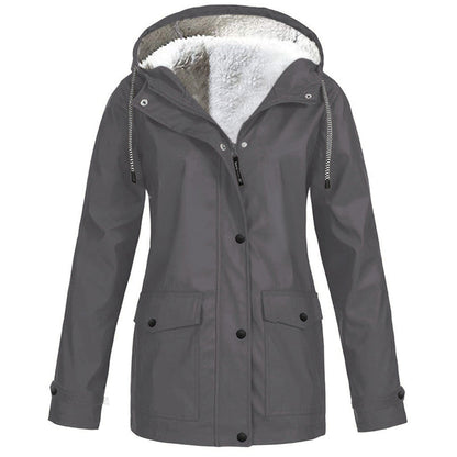 Women's Plush-Lined Windproof Hooded Jacket
