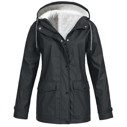 Women's Plush-Lined Windproof Hooded Jacket